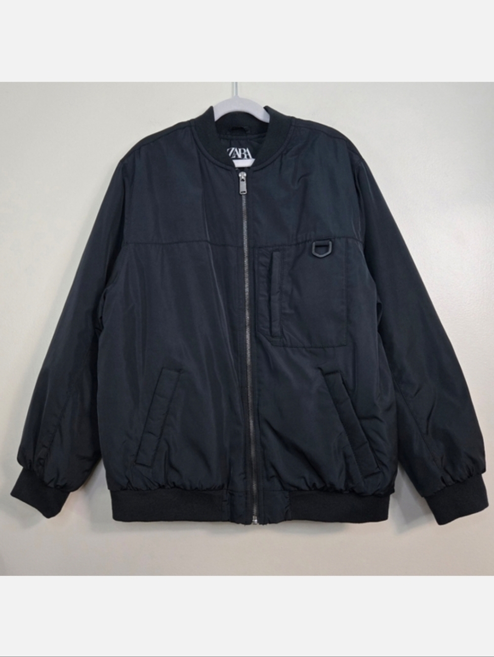 Zara Kids Black Bomber Jacket, Size 10 ~ EUC